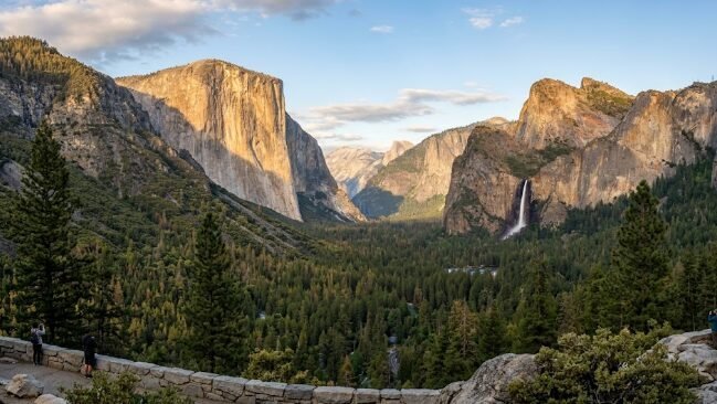 Yosemite National Park valley view with granite cliffs