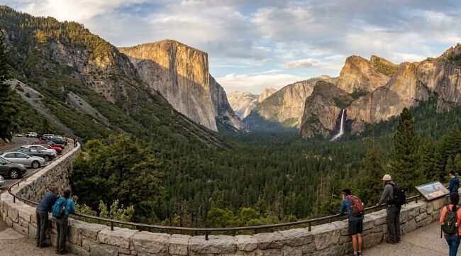 Tunnel View overlook of Yosemite Valley with El Capitan and Half Dome