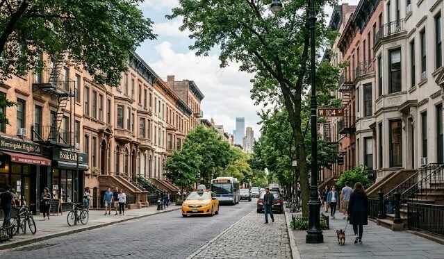 New York City Upper West Side neighborhood street view