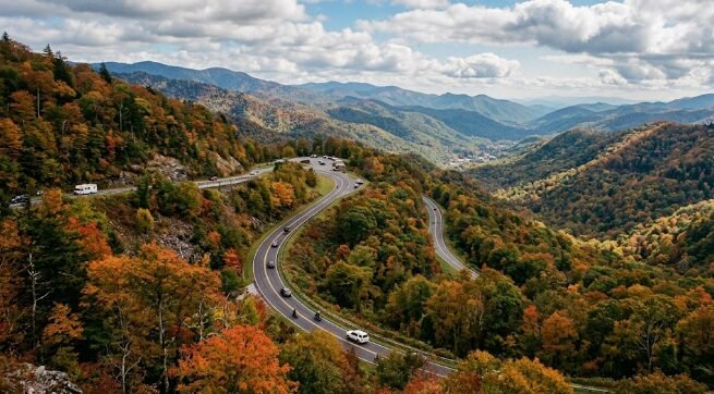 Newfound Gap Road winding through Great Smoky Mountains National Park