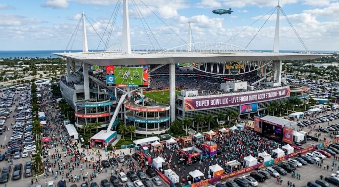 Hard Rock Stadium in Miami hosting a major sports event