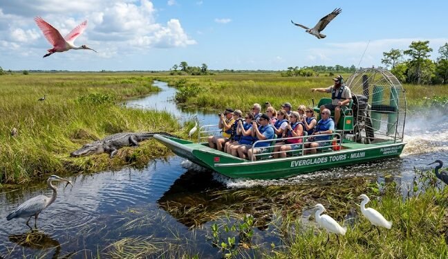 Everglades airboat tour near Miami with Florida wildlife