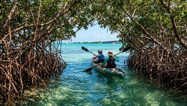 Kayaking through mangrove tunnels in the Florida Keys