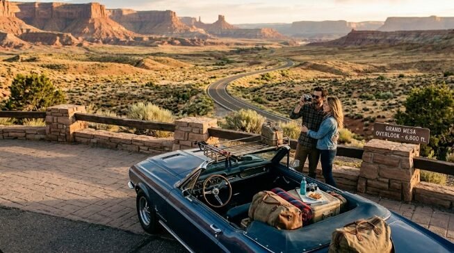 Scenic overlook stop during a USA road trip
