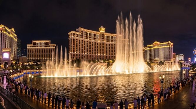 Bellagio Fountains Las Vegas illuminated night show