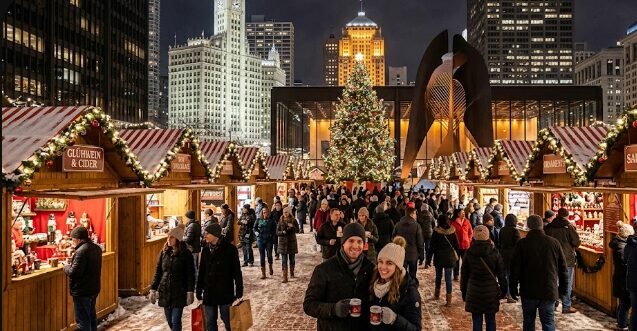 Chicago Christkindlmarket Christmas market in winter