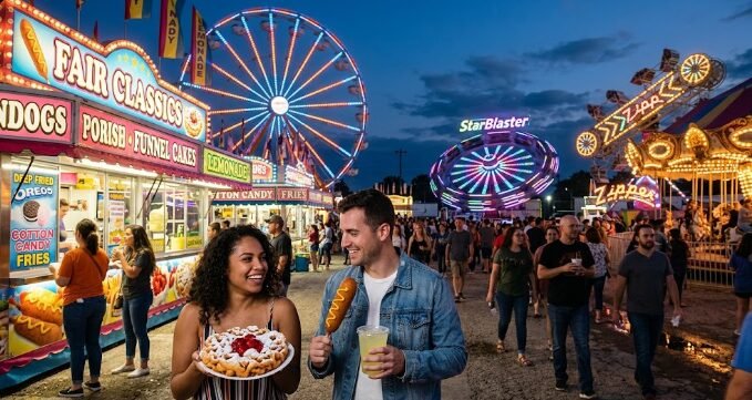 American state fair carnival rides and iconic food experiences